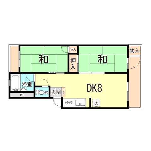リョウズガーデンズ(1LDK/4階)の間取り写真