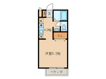パークサイドビレッジ2番館(1K/1階)の間取り写真