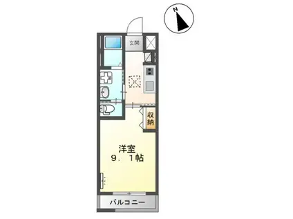 ヴェリテ(1K/1階)の間取り写真