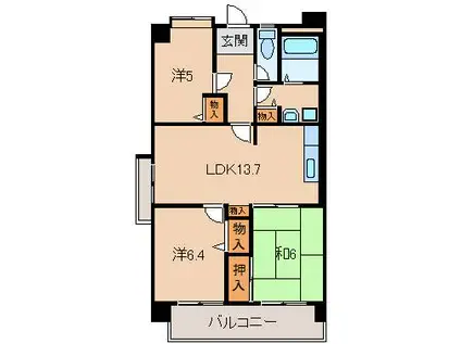 グランディール山十(3LDK/7階)の間取り写真