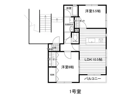 エバーグレース(2DK/1階)の間取り写真