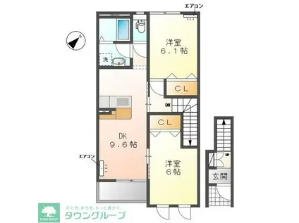 サンマルサンA(2DK/2階)の間取り写真