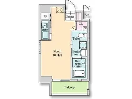 ユニファイ新瑞橋(ワンルーム/9階)の間取り写真