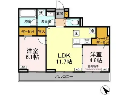トロワ・プレール(2LDK/1階)の間取り写真