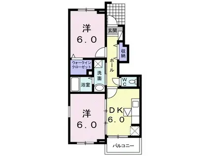 パラティーノII(2DK/1階)の間取り写真