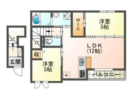 グリーンスタイル 箱崎ベース(2LDK/2階)の間取り写真