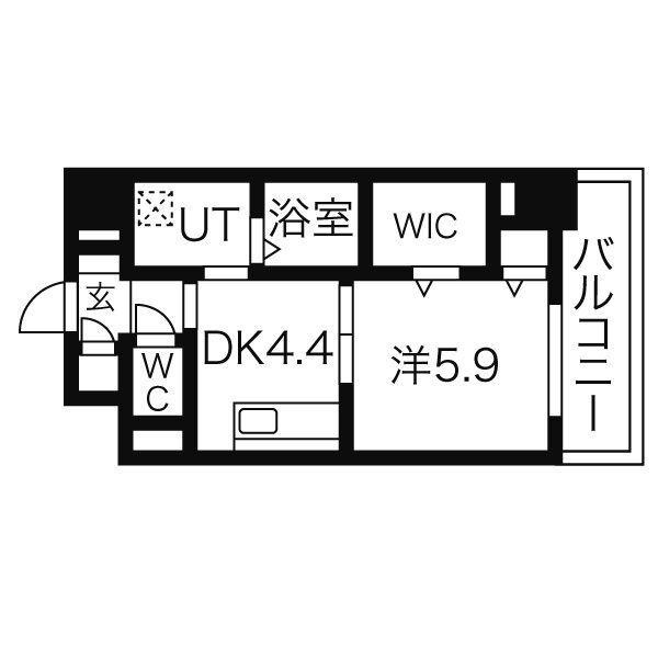 トレフルコート(1DK/9階)の間取り写真