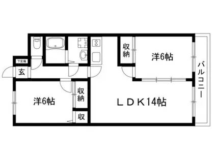 メゾン・ド 鶴舞(2LDK/3階)の間取り写真