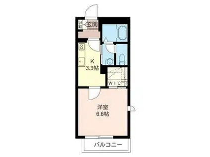 パークコート(1K/1階)の間取り写真