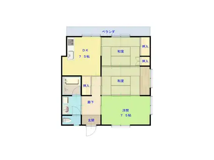 フラワーハイム(3DK/2階)の間取り写真