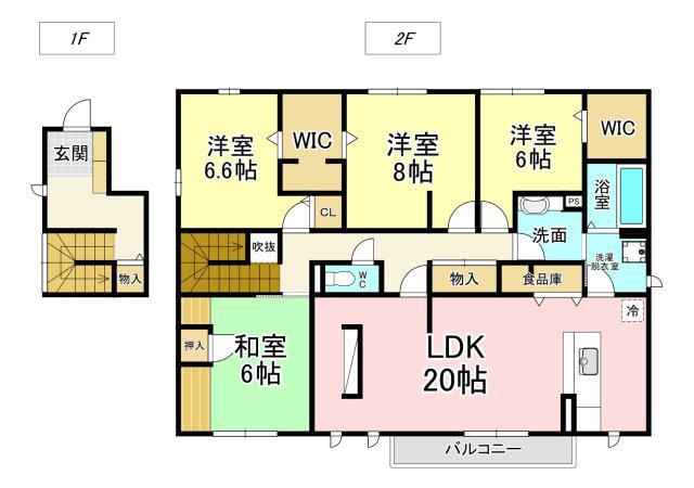 カルドーK&K A棟(4LDK/2階)の間取り写真