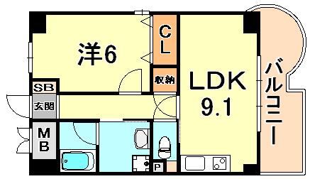 モンテルーチェ甲南(1SLDK/3階)の間取り写真