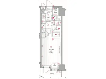 ガーラ・ヒルズ赤坂(1K/8階)の間取り写真