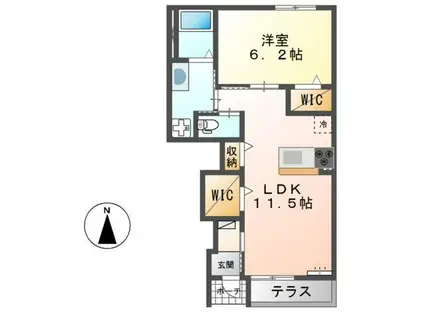 プログレス(1LDK/1階)の間取り写真