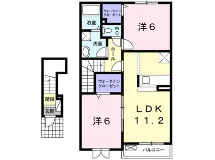 セルフィーユII(2LDK/2階)の間取り写真