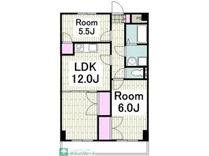 ヴィラソレアード(2LDK/2階)の間取り写真