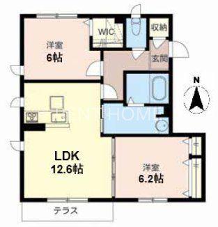 シャーメゾンリリーベル(2LDK/1階)の間取り写真