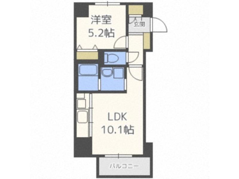 ゾネ医大キャンパス前(1LDK/9階)の間取り写真