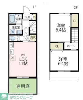 サウス CLAIREA(2LDK/1階)の間取り写真