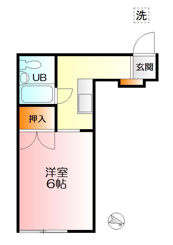 霞台ハイツ(1K/1階)の間取り写真