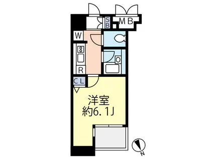 グランヴァンデュヴェール東京(1K/2階)の間取り写真