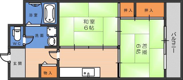 神田レジデンス(2K/6階)の間取り写真