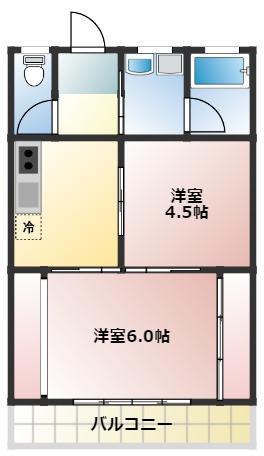 美松コーポ(2K/1階)の間取り写真