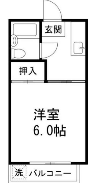 ホワイトコートカヤ(1K/1階)の間取り写真