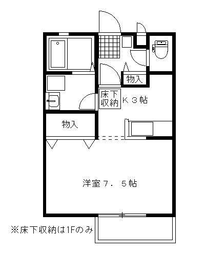 セリジェ(1K/1階)の間取り写真