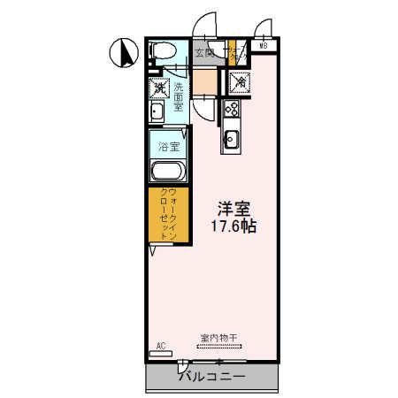 パティオ鳳(ワンルーム/2階)の間取り写真