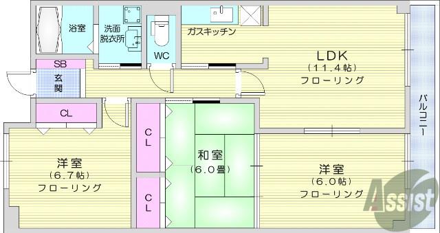 アトリウムコーツ(3LDK/4階)の間取り写真