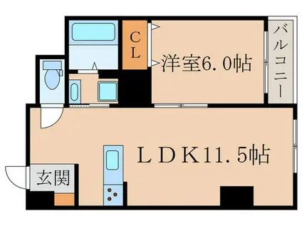 墨染コーポ(1LDK/5階)の間取り写真