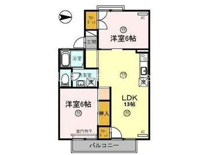 セジュール久保(2LDK/2階)の間取り写真
