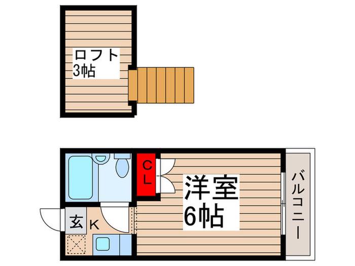 ホワイトヒルズ(1K/2階)の間取り写真