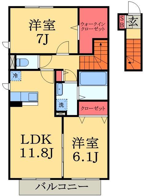 パークレジーナ A(2LDK/2階)の間取り写真