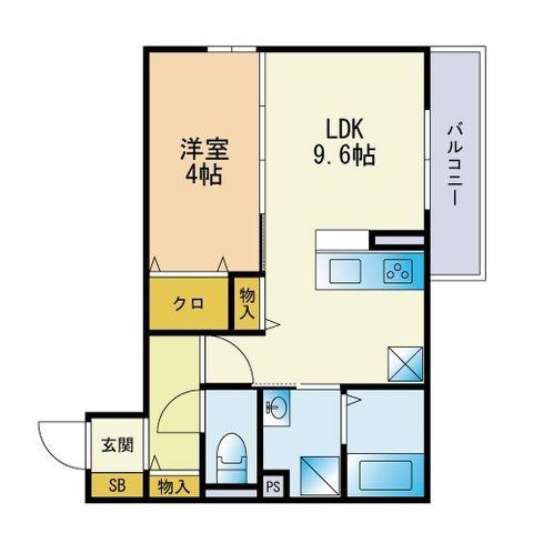 DーROOMグランシャリオ(1LDK/2階)の間取り写真