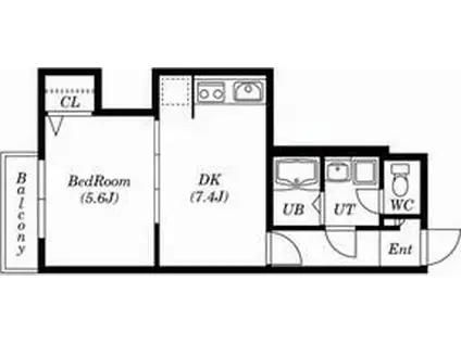 札幌三善第2ビル(1DK/6階)の間取り写真
