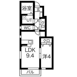 ラコルト(1LDK/1階)の間取り写真
