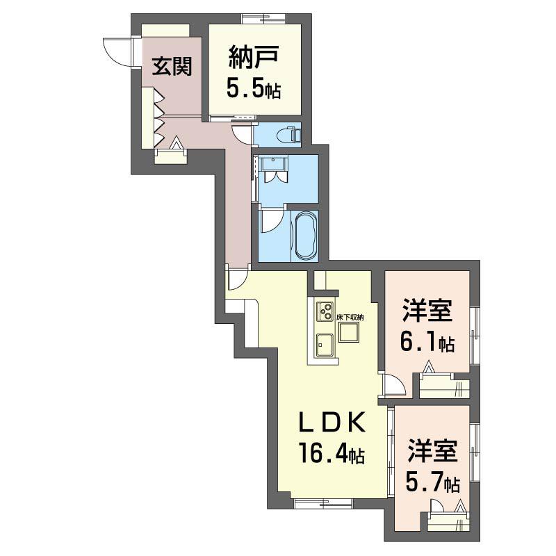 アコルデ弥勒寺(2SLDK/1階)の間取り写真