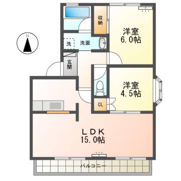 プチメゾン(2LDK/2階)の間取り写真
