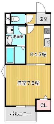 ペルルブランシェ九番町(1K/1階)の間取り写真
