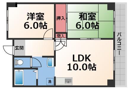 パルコート浅井(2LDK/2階)の間取り写真