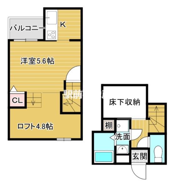 ADC鳥栖ウィール(1K/1階)の間取り写真