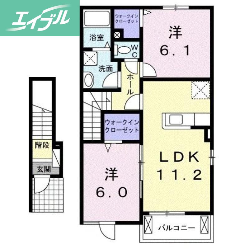 フジ コッティA(2LDK/2階)の間取り写真