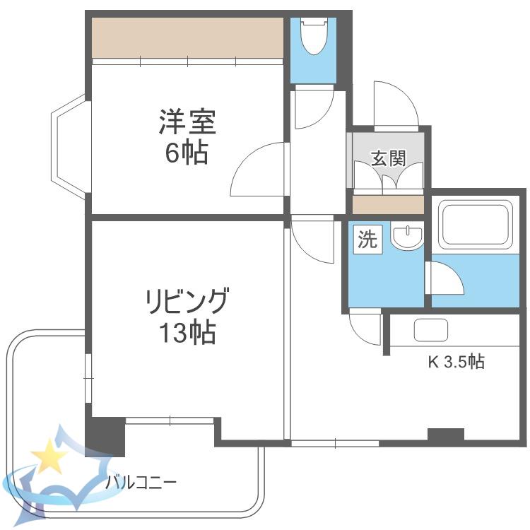 メゾンドブーケパーク(1LDK/4階)の間取り写真