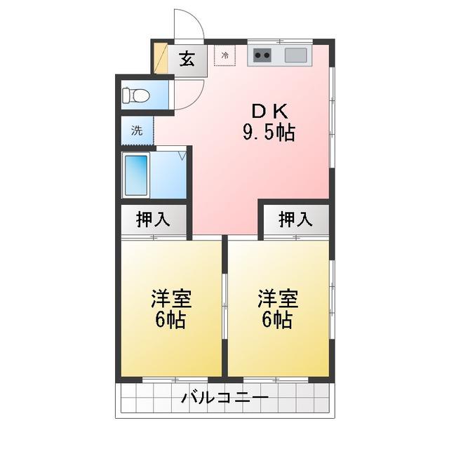 BELL六本木(2DK/3階)の間取り写真