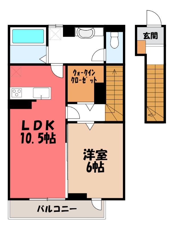 RESIDENCE歌川町 A棟(1LDK/2階)の間取り写真