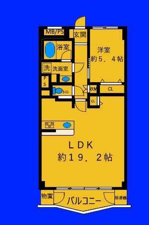 横浜ハイタウン 1号棟(1LDK/6階)の間取り写真