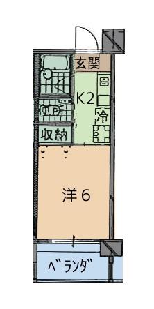 トーマス牧港Ⅱ(1K/1階)の間取り写真
