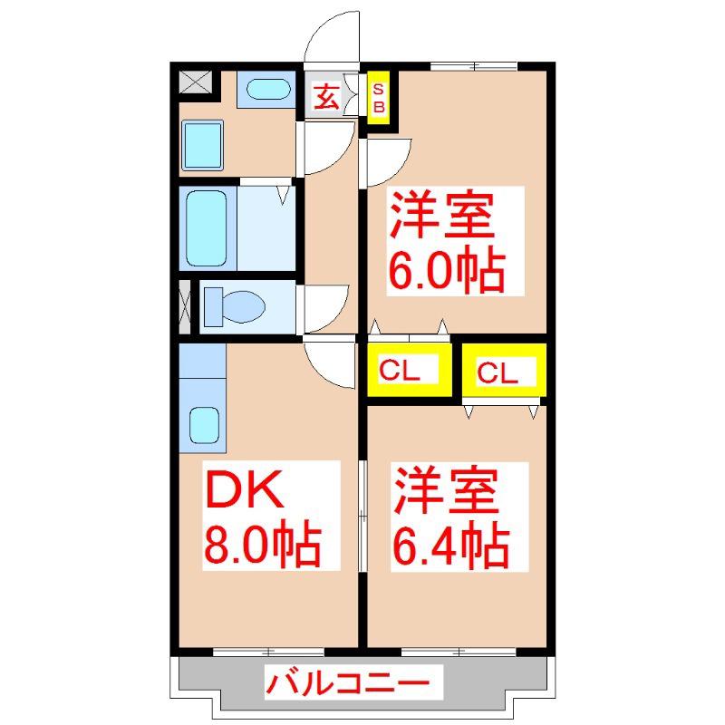 ホワイトパレス1号館(2LDK/4階)の間取り写真